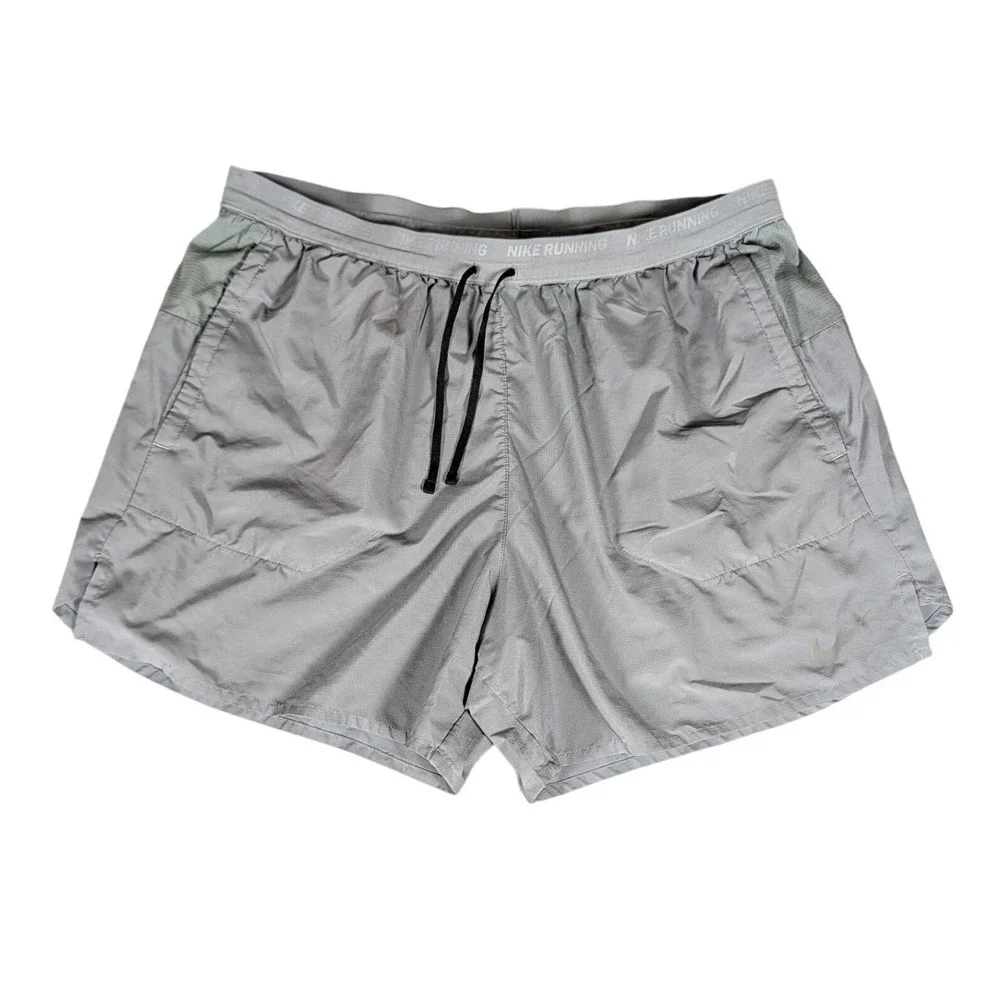 Nike Running Grey Ripstop Athletic Shorts Mesh Panels Pockets Men's Training